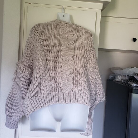 Beige Fringe Sweater Size XXL H & M Brand - Picture 5 of 6